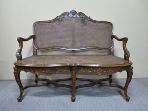 19th Century French Walnut & Cane Sofa