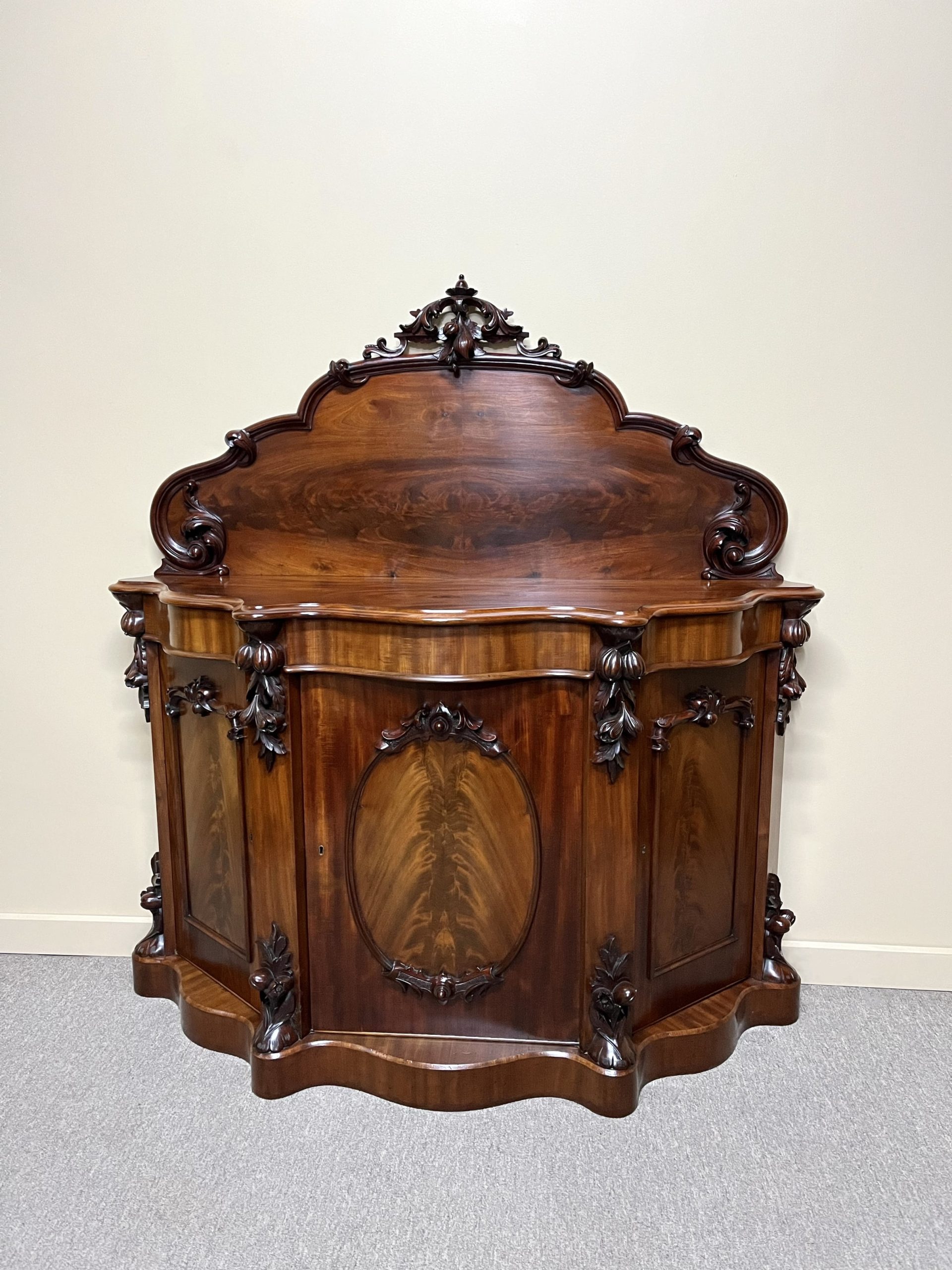 Quality 19th Century Flame Mahogany Credenza