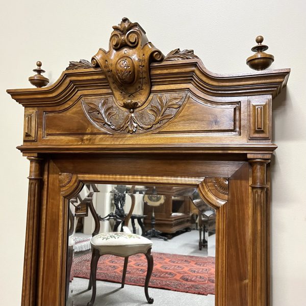 French Carved Walnut Wall Mirror