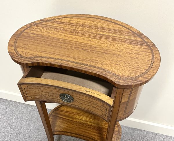 19th Century Satinwood Bedside Table, Signed