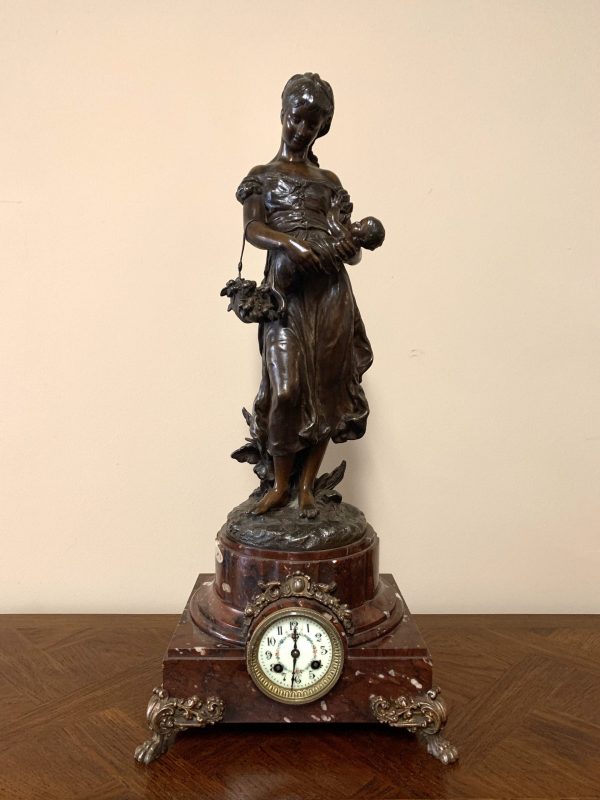 Large French Figural Clock, Signed