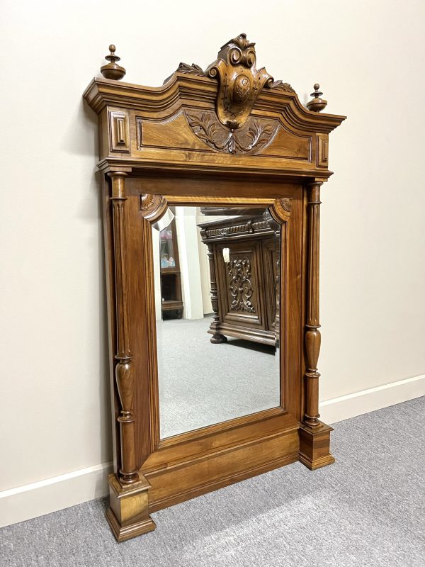 French Carved Walnut Wall Mirror