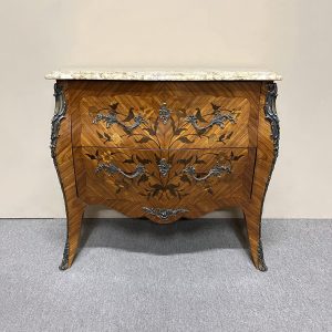 French Marquetry Bombe Commode