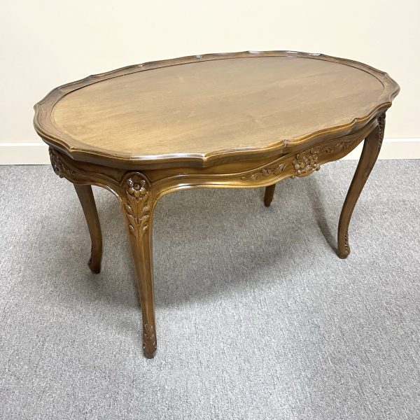 Vintage French Walnut Oval Coffee Table