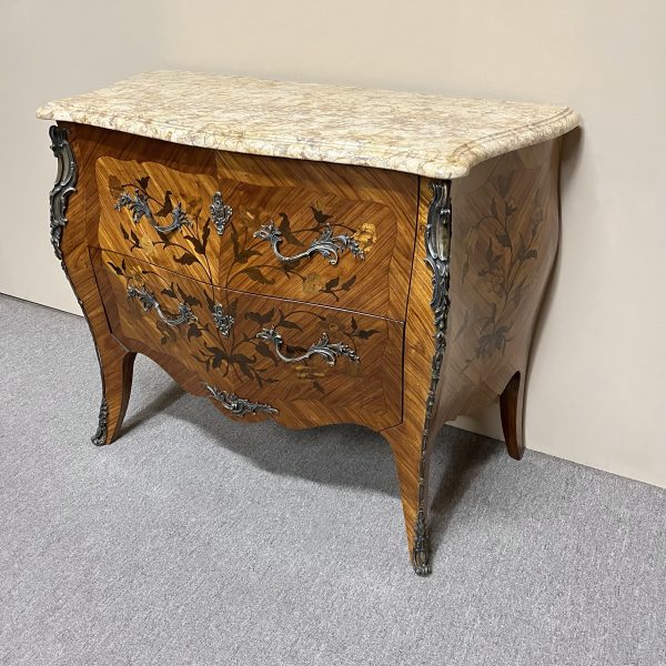 French Marquetry Bombe Commode