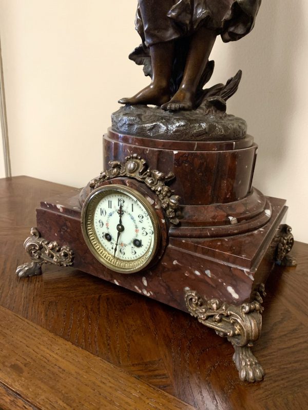 Large French Figural Clock, Signed