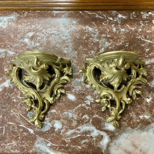 Pair of Louis XV Style Brass Wall Brackets