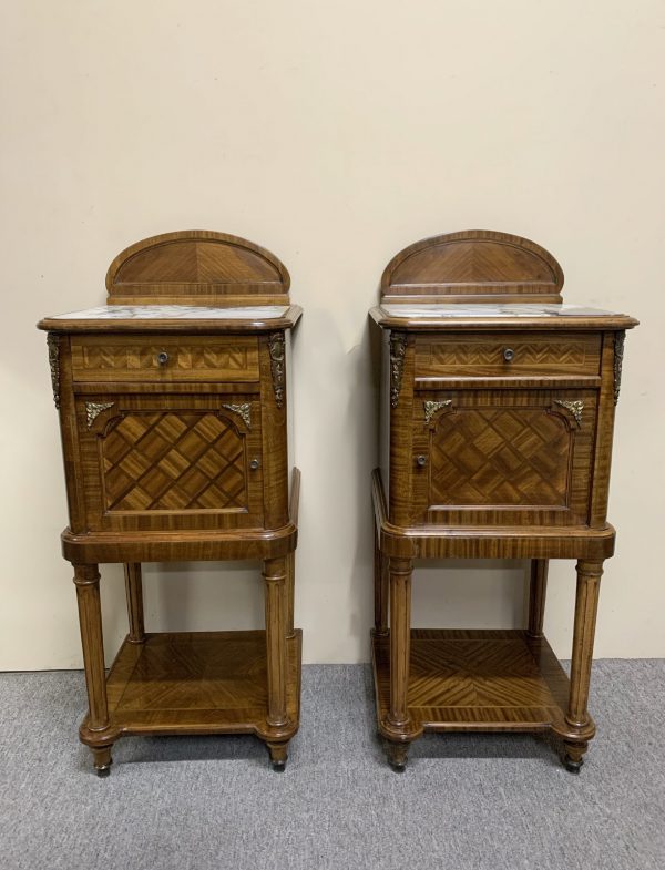 Pair of French Walnut Bedside Cabinets