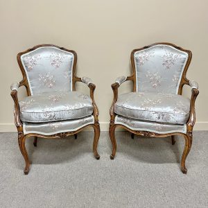 Pair of French Antique Walnut Fauteuils