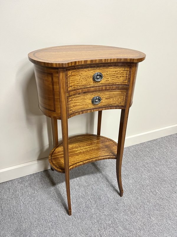 19th Century Satinwood Bedside Table, Signed