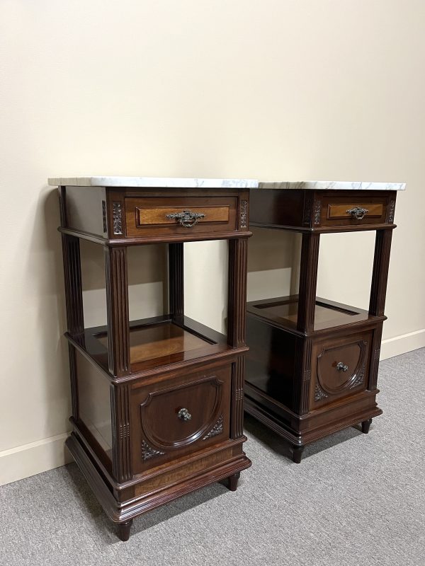 Pair of French Mahogany Bedside Cabinets