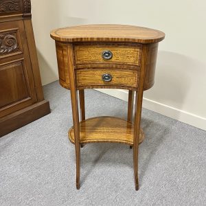 19th Century Satinwood Bedside Table, Signed