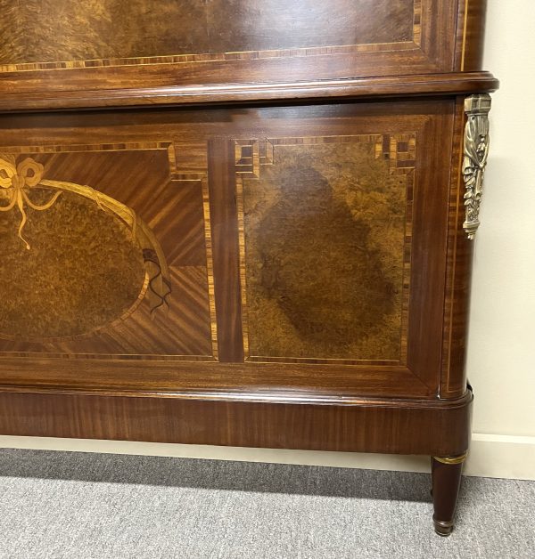 French Marquetry Queen Size Bed, c.1900