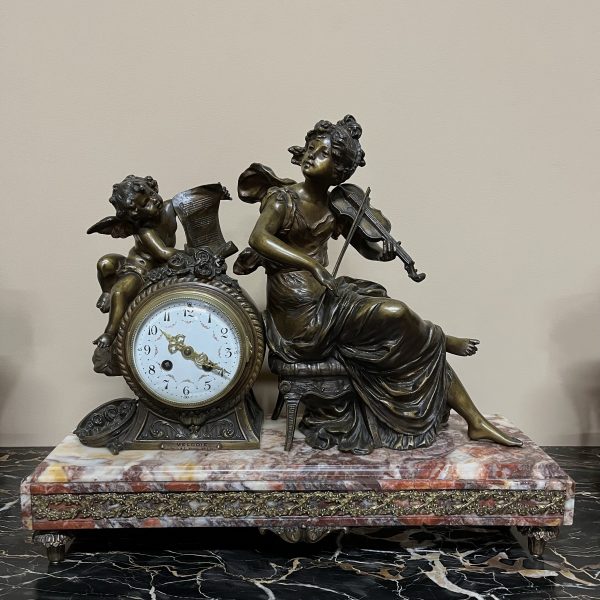 French Figural Mantel Clock Set, c.1900