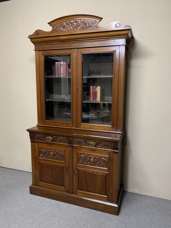 English Edwardian Walnut Bookcase