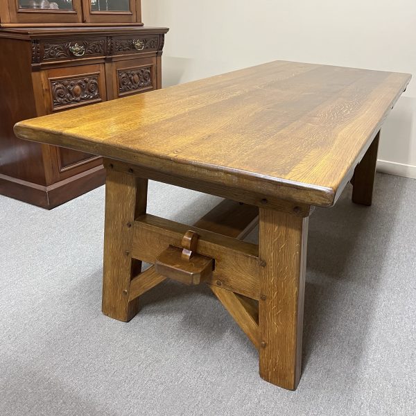 French Arts & Crafts Oak Dining Table