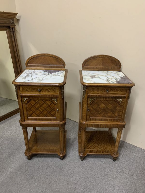 Pair of French Walnut Bedside Cabinets