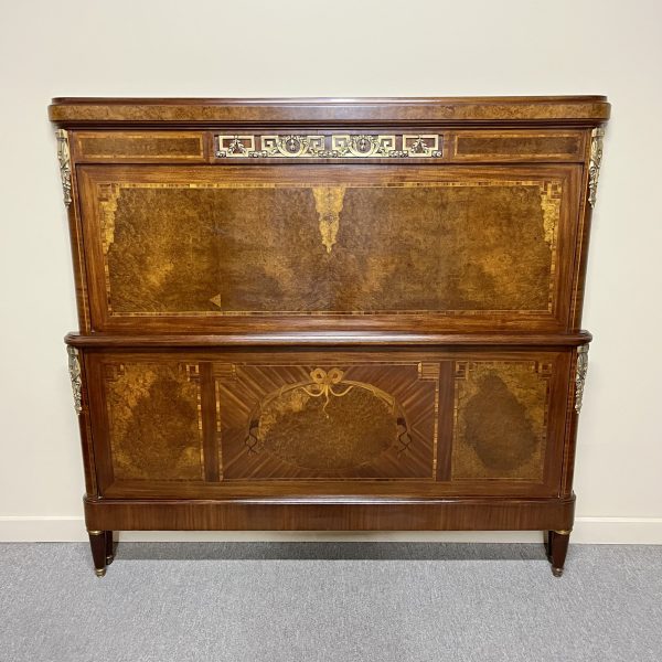 French Marquetry Queen Size Bed, c.1900