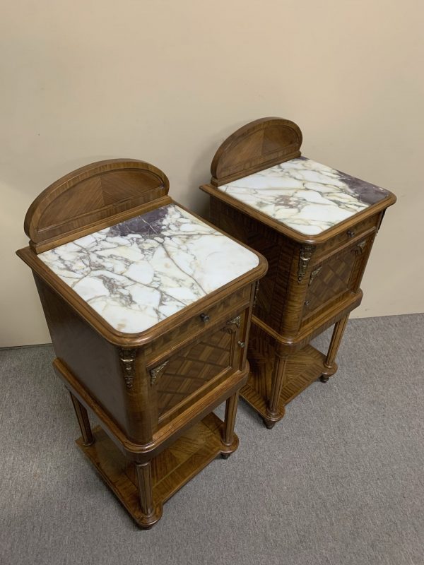 Pair of French Walnut Bedside Cabinets