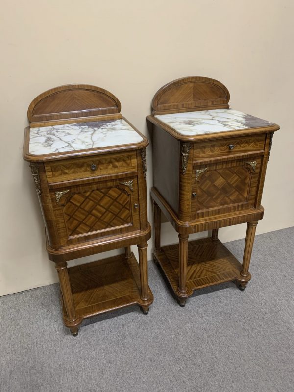 Pair of French Walnut Bedside Cabinets