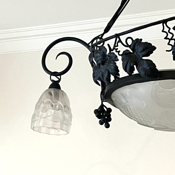 French Art Deco Wrought Iron Chandelier