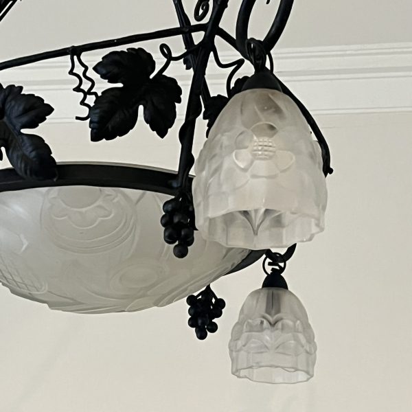 French Art Deco Wrought Iron Chandelier