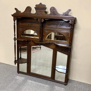 Edwardian Walnut Overmantel Mirror