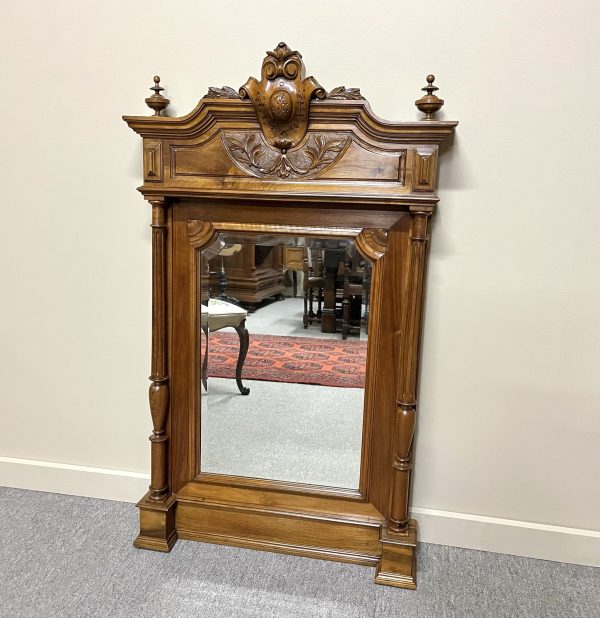 French Carved Walnut Wall Mirror