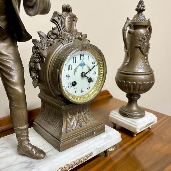 French Figural Clock Garniture Set