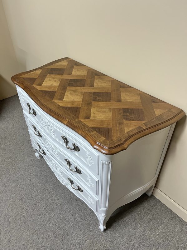 French Parquetry Top Painted Commode