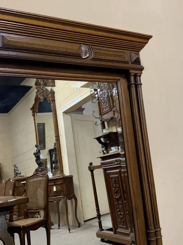 French Henri II Oak Wall Mirror