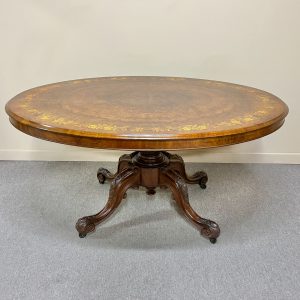 Victorian Burr Walnut and Marquetry Table