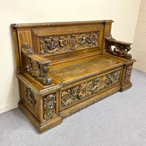 19th Century Renaissance Revival Hall Bench 19th Century Renaissance Revival Hall Bench