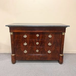 French Empire Period Flame Mahogany Commode French Empire Period Flame Mahogany Commode