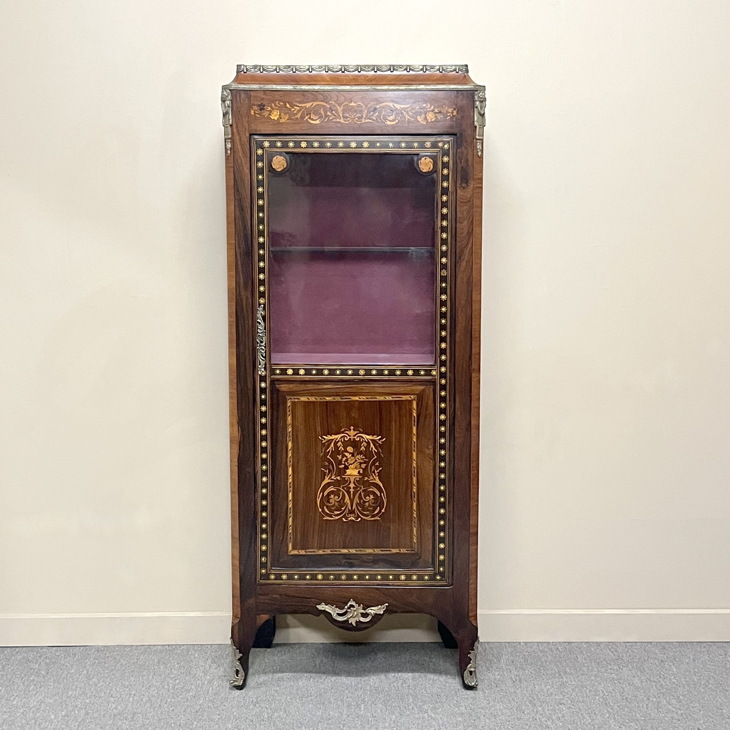 19th Century French Marquetry Vitrine 19th Century French Marquetry Vitrine