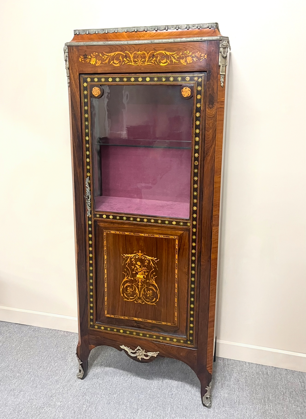 19th Century French Marquetry Vitrine 19th Century French Marquetry Vitrine