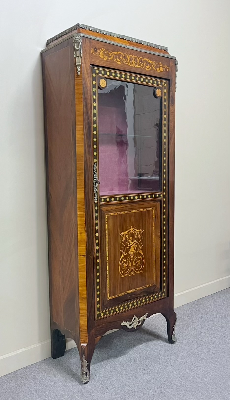 19th Century French Marquetry Vitrine 19th Century French Marquetry Vitrine