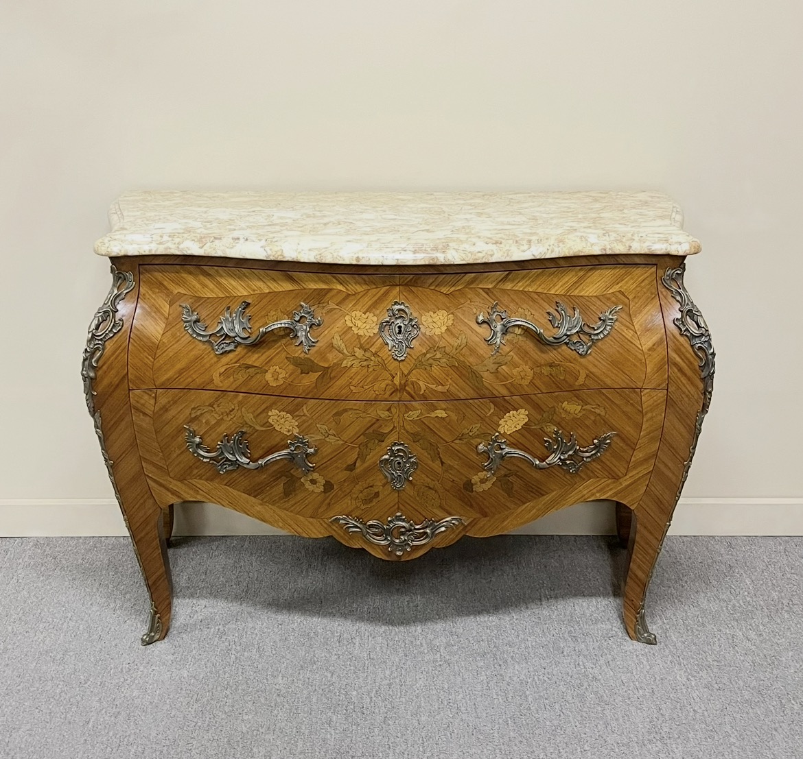 French Louis XV Style Bombe Commode French Louis XV Style Bombe Commode