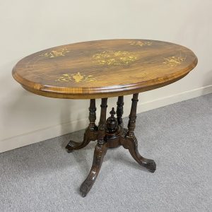 19th Century Victorian Inlaid Walnut Table 19th Century Victorian Inlaid Walnut Table