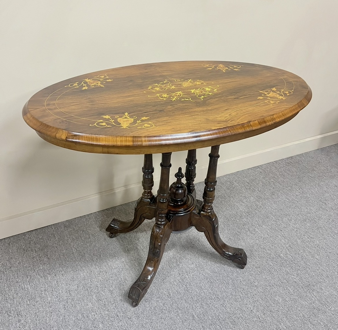 19th Century Victorian Inlaid Walnut Table 19th Century Victorian Inlaid Walnut Table