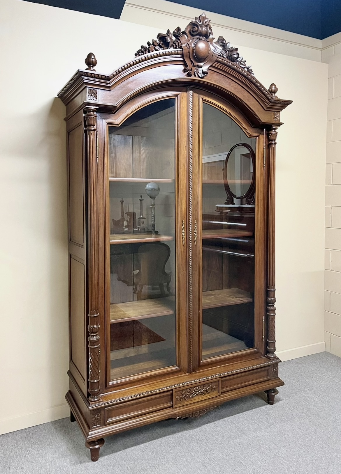 French Louis XVI Style Walnut Vitrine French Louis XVI Style Walnut Vitrine