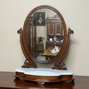 19th Century Mahogany & Marble Mirror 19th Century Mahogany & Marble Mirror