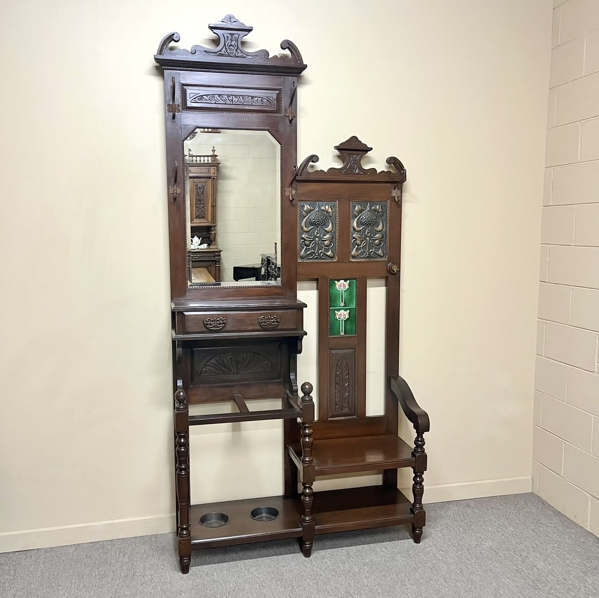 Art Nouveau Hallstand With Seat Art Nouveau Hallstand With Seat