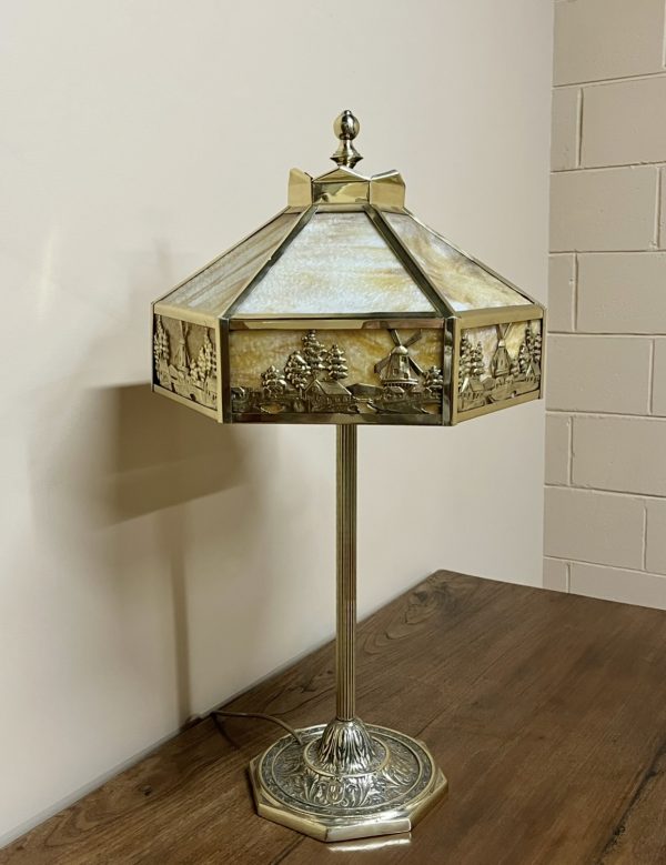 Antique Arts & Crafts Glass Lamp, Stamped