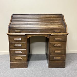 Oak Roll Top Pedestal Desk c.1920