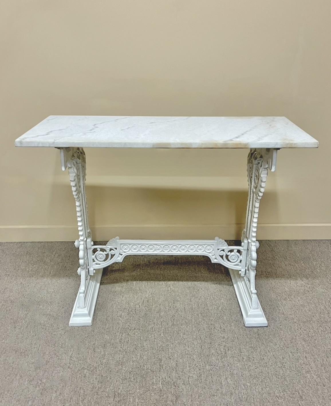 Victorian Marble Top Cast Iron Table
