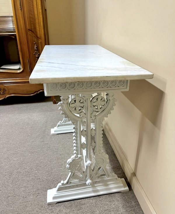 Victorian Marble Top Cast Iron Table
