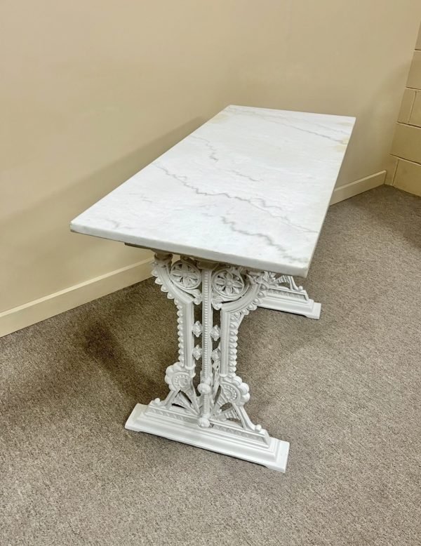 Victorian Marble Top Cast Iron Table