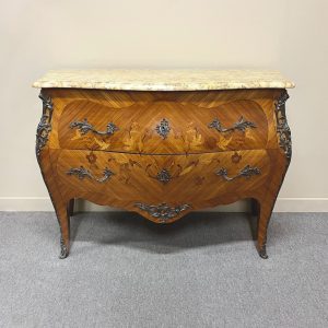 French Marquetry Bombe Commode