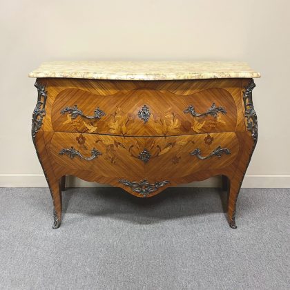French Marquetry Bombe Commode